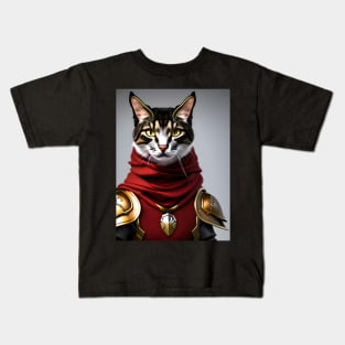 Cat in Armor - Modern Digital Art Kids T-Shirt